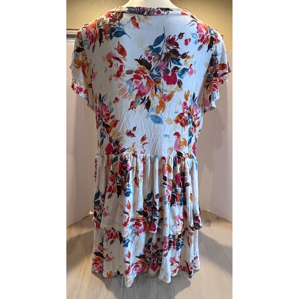 Torrid Super Soft Floral Button Front Tiered Babydoll Top White Size 1 - Picture 6 of 11